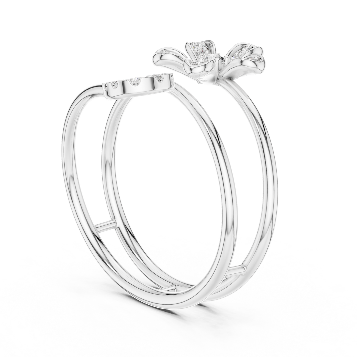 Double Band Floral Diamond Ring