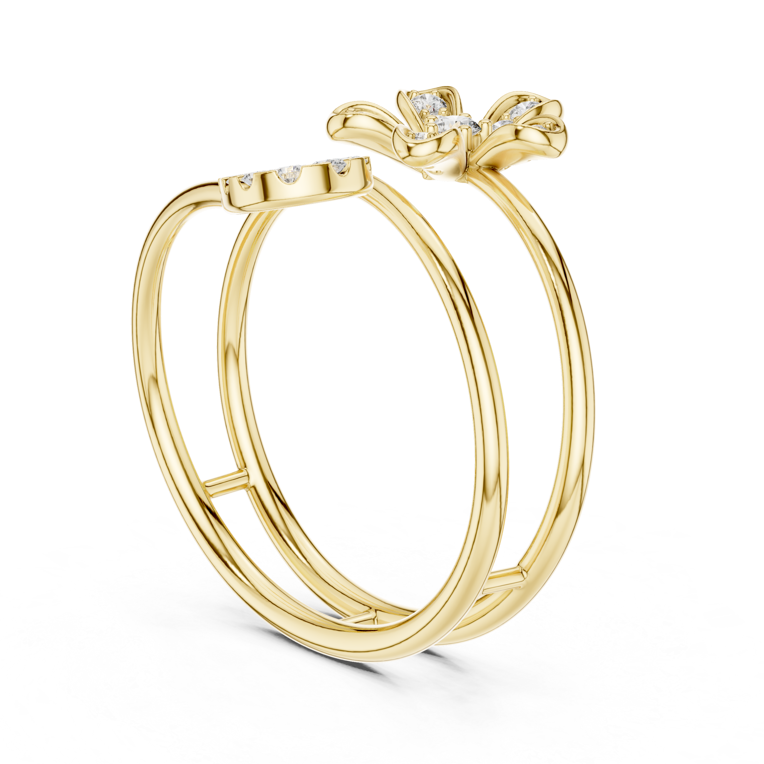 Double Band Floral Diamond Ring
