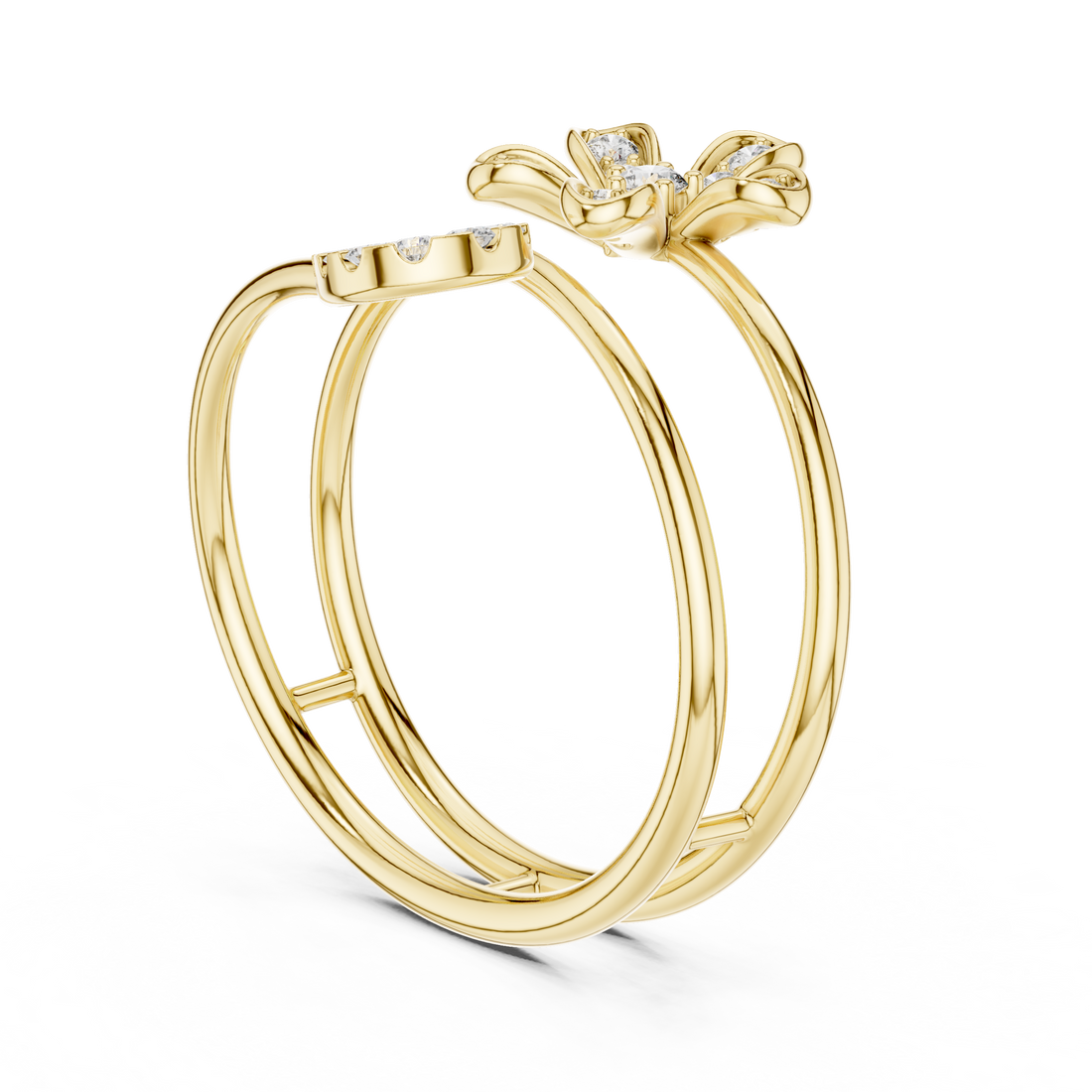 Double Band Floral Diamond Ring