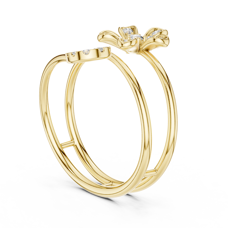 Double Band Floral Diamond Ring
