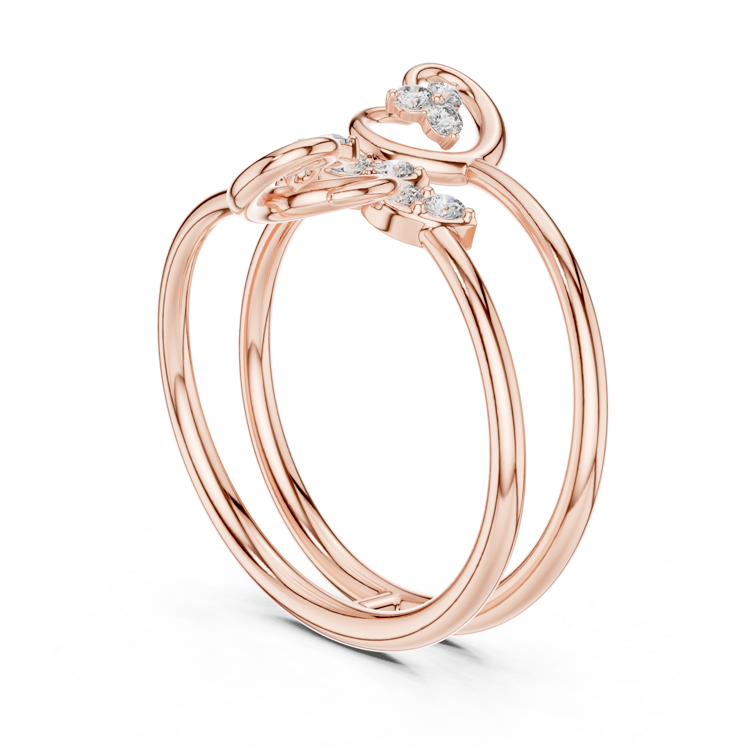 Triple Band Flower Diamond Ring