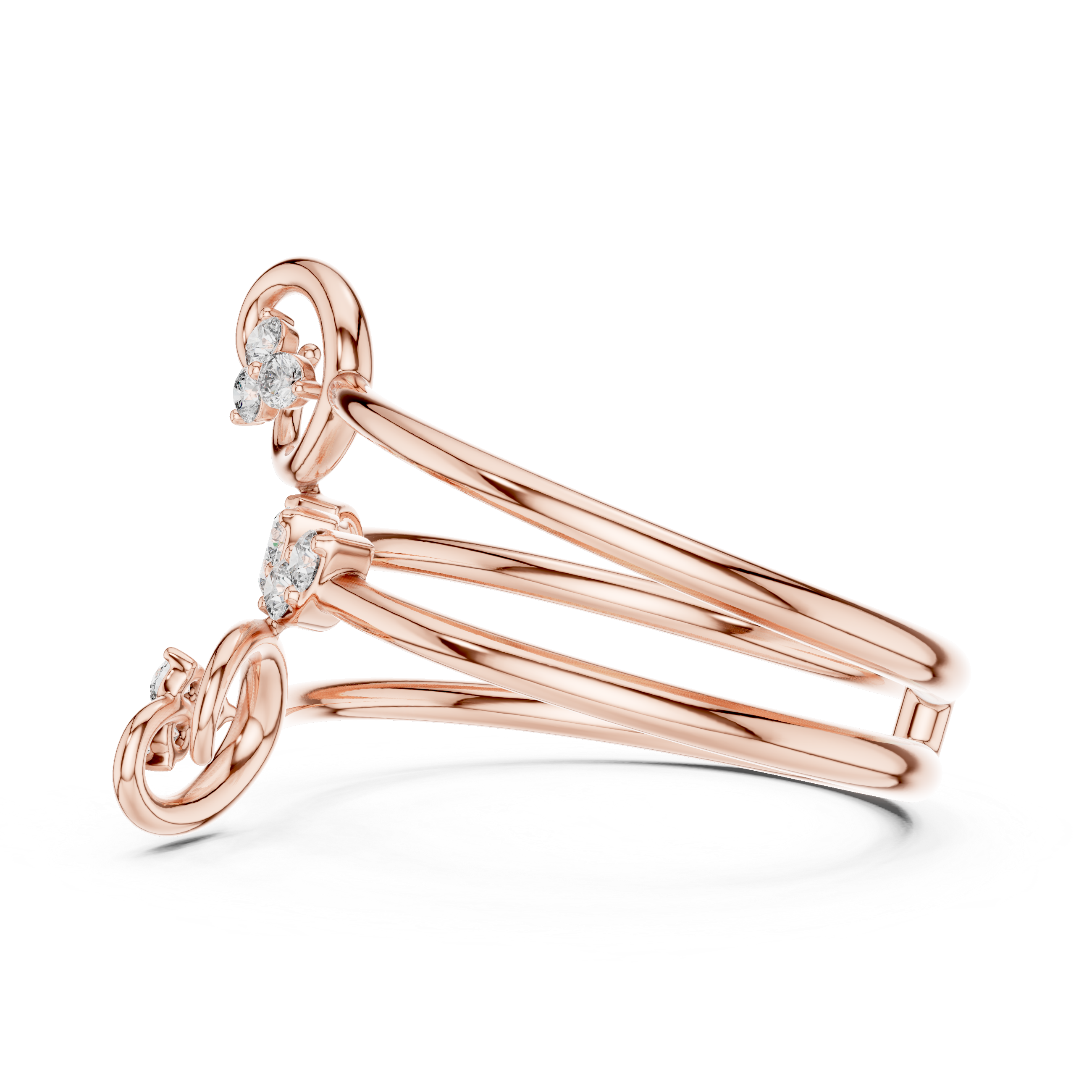 Triple Band Flower Diamond Ring