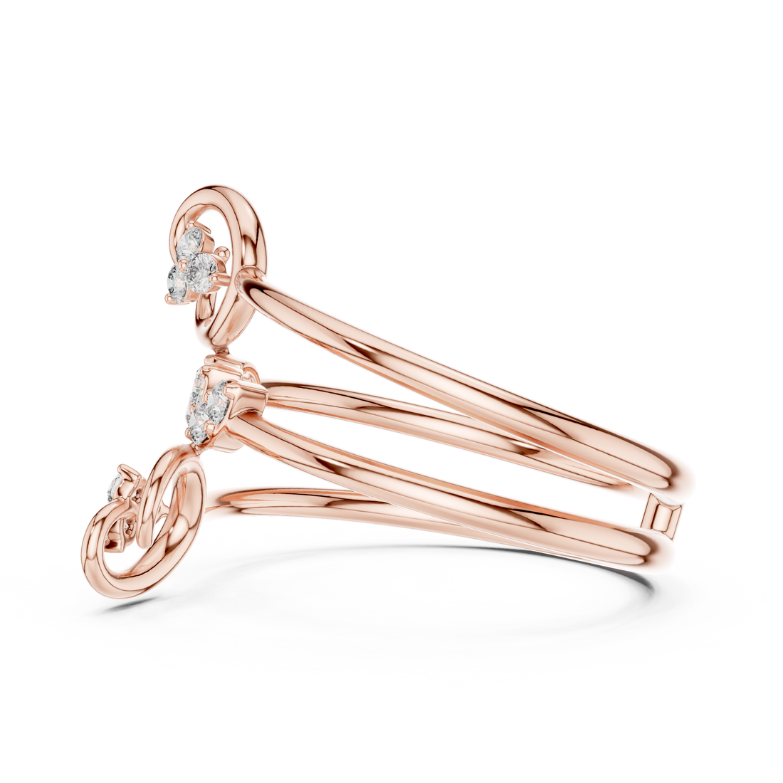 Triple Band Flower Diamond Ring