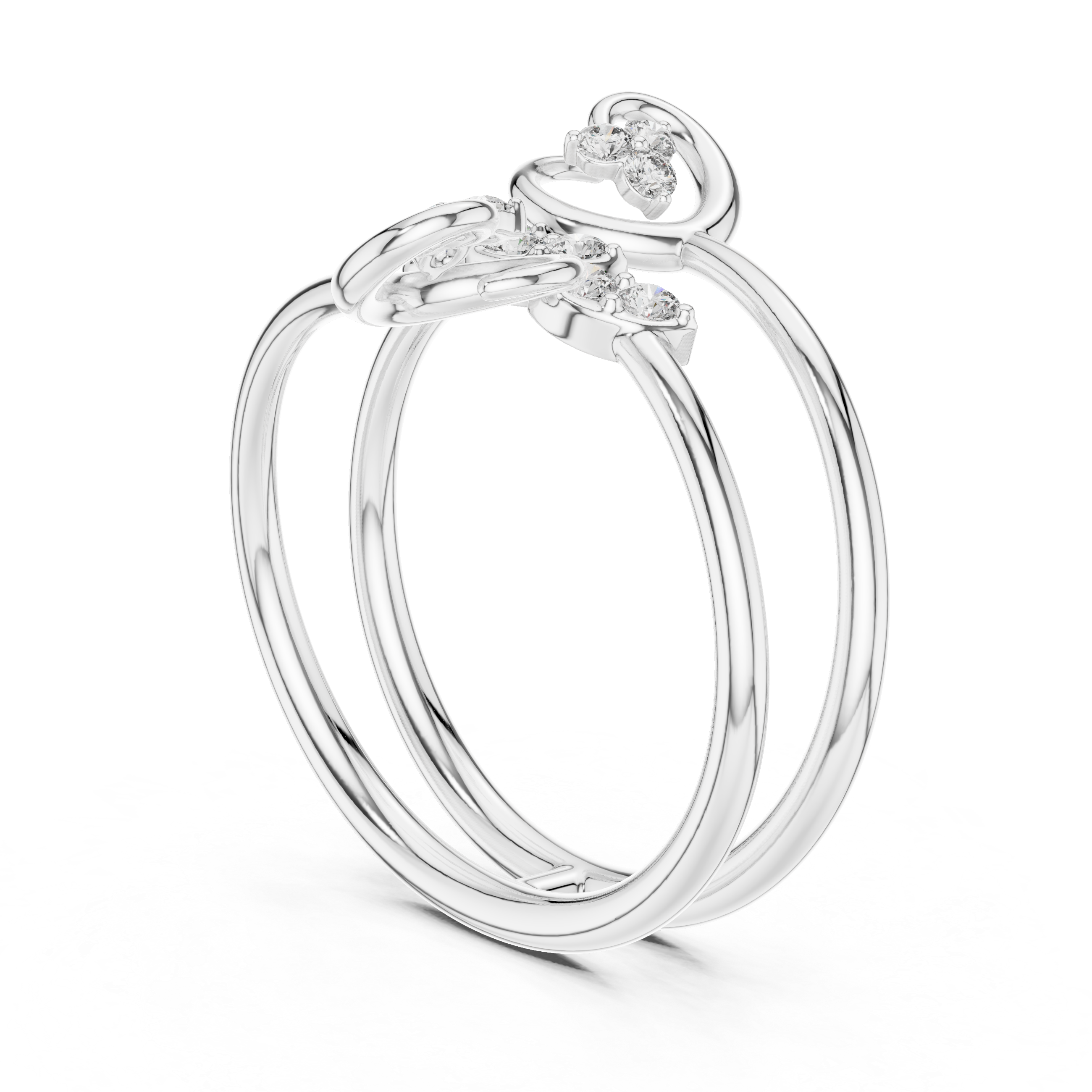 Triple Band Flower Diamond Ring