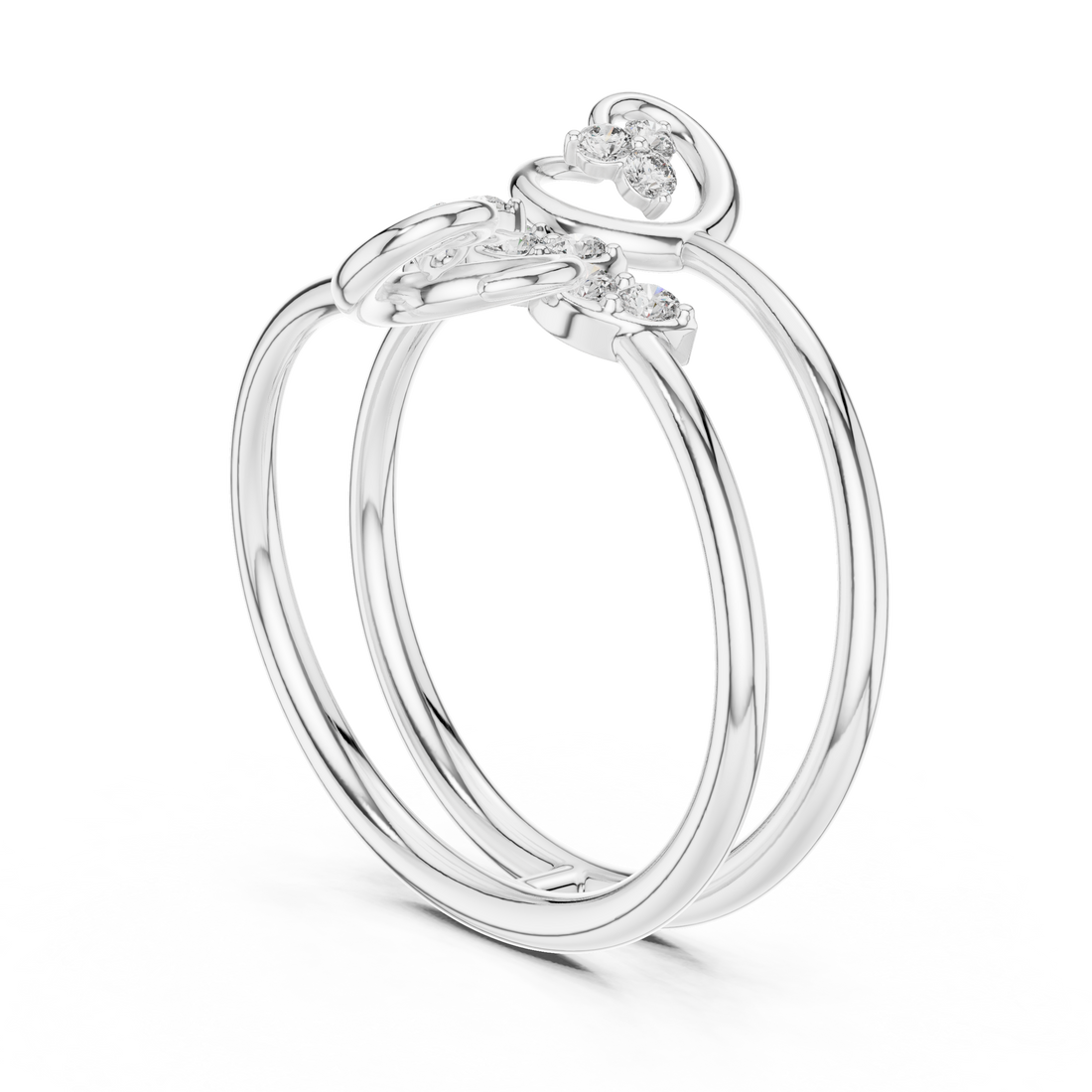 Triple Band Flower Diamond Ring