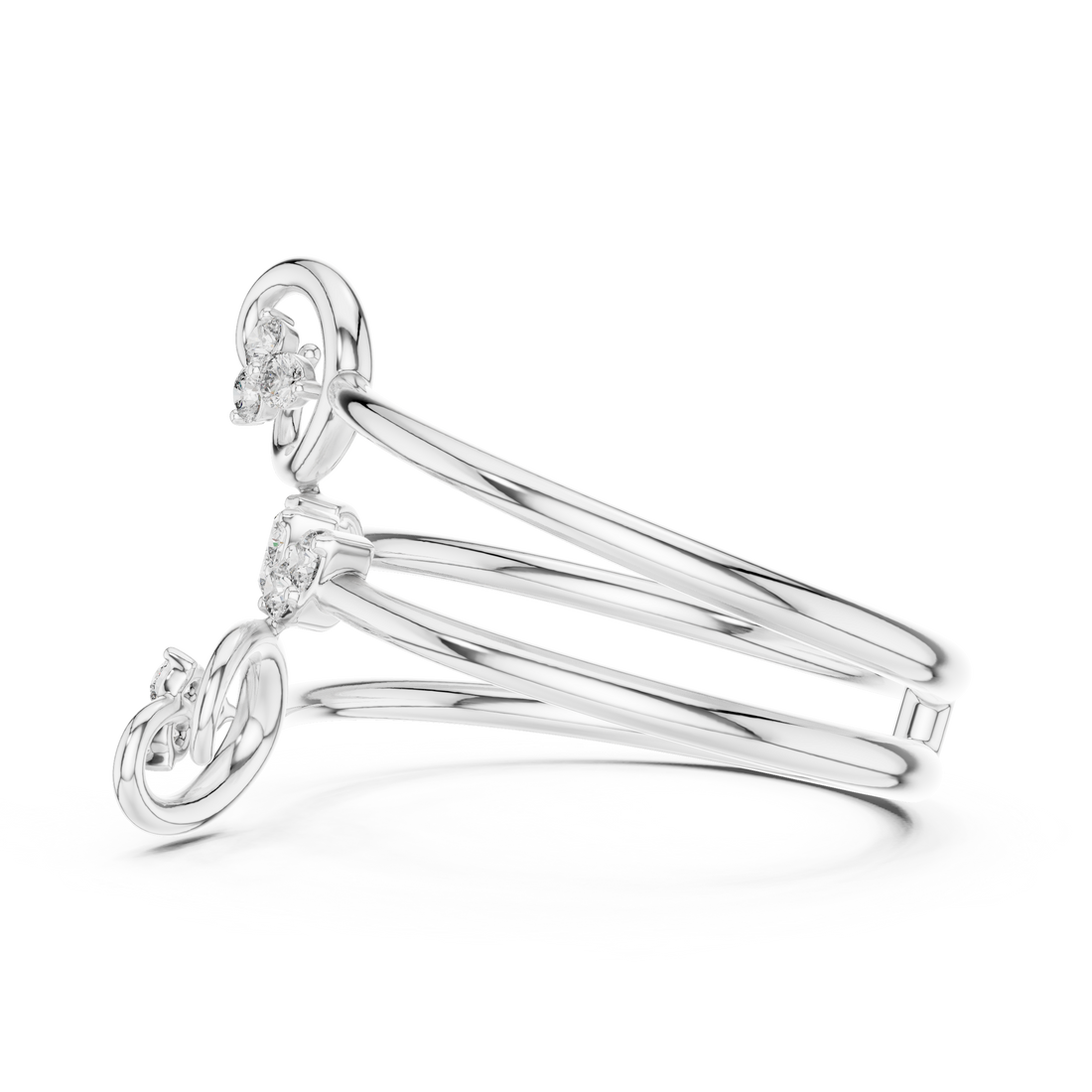 Triple Band Flower Diamond Ring