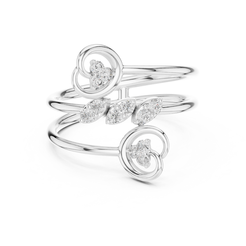 Triple Band Flower Diamond Ring