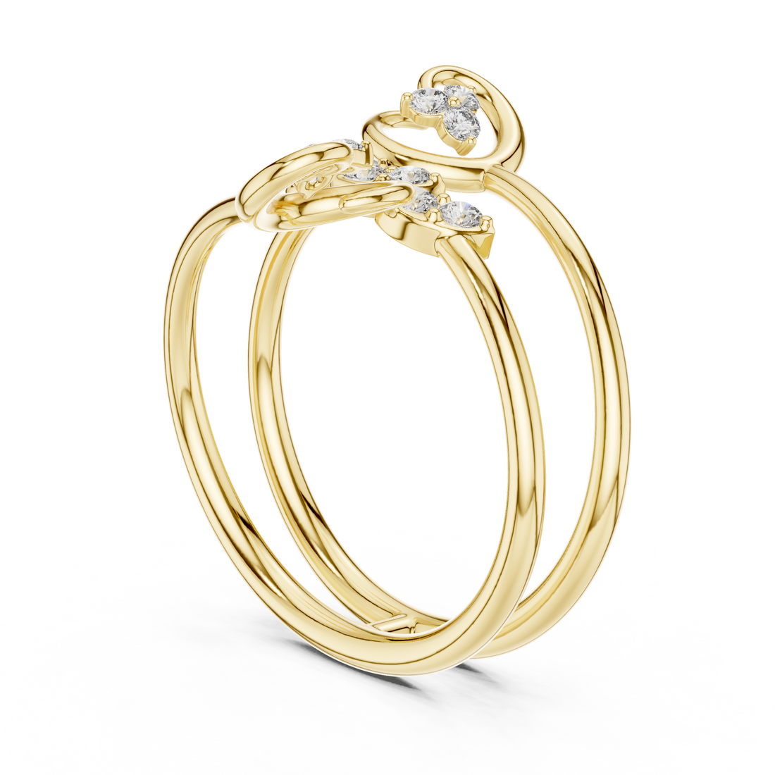 Triple Band Flower Diamond Ring