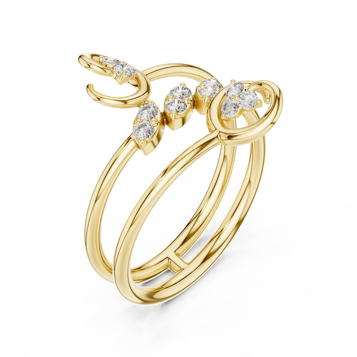 Triple Band Flower Diamond Ring