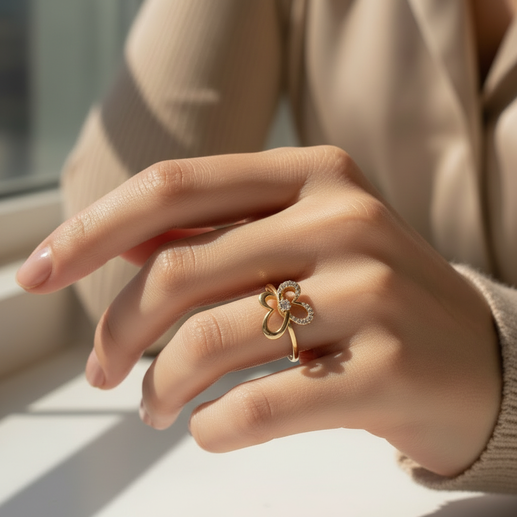 Sparkling Butterfly Diamond Ring