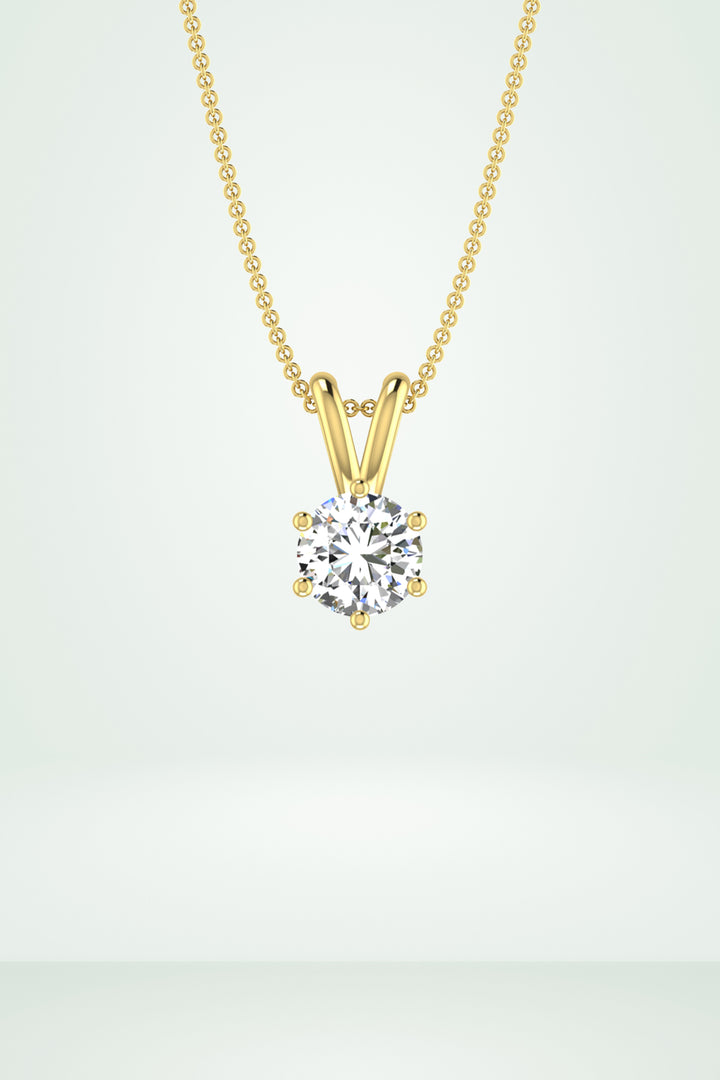 6 Prong 1ct. Round Solitaire Pendant
