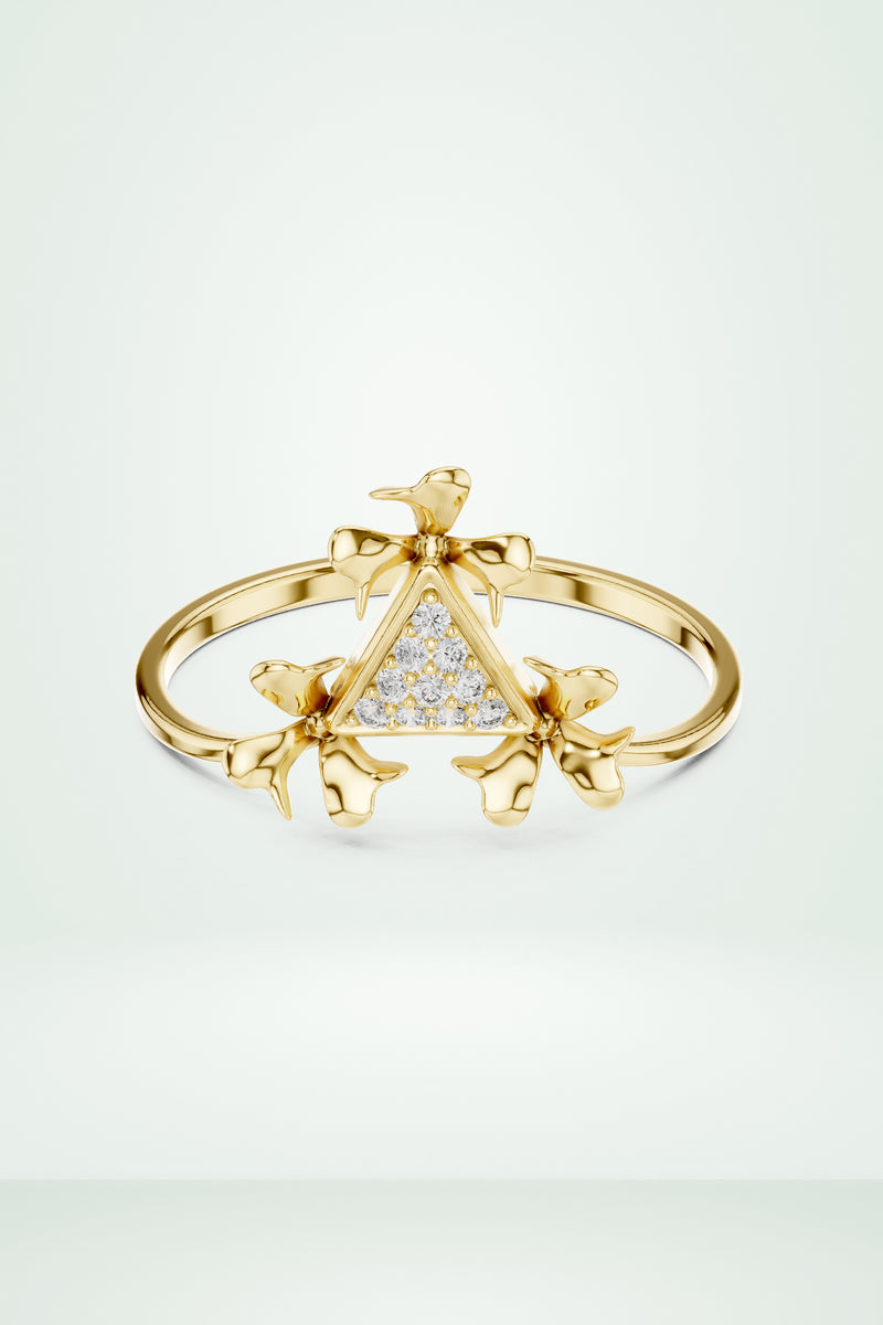 Tri-Leaf Diamond Bloom Ring
