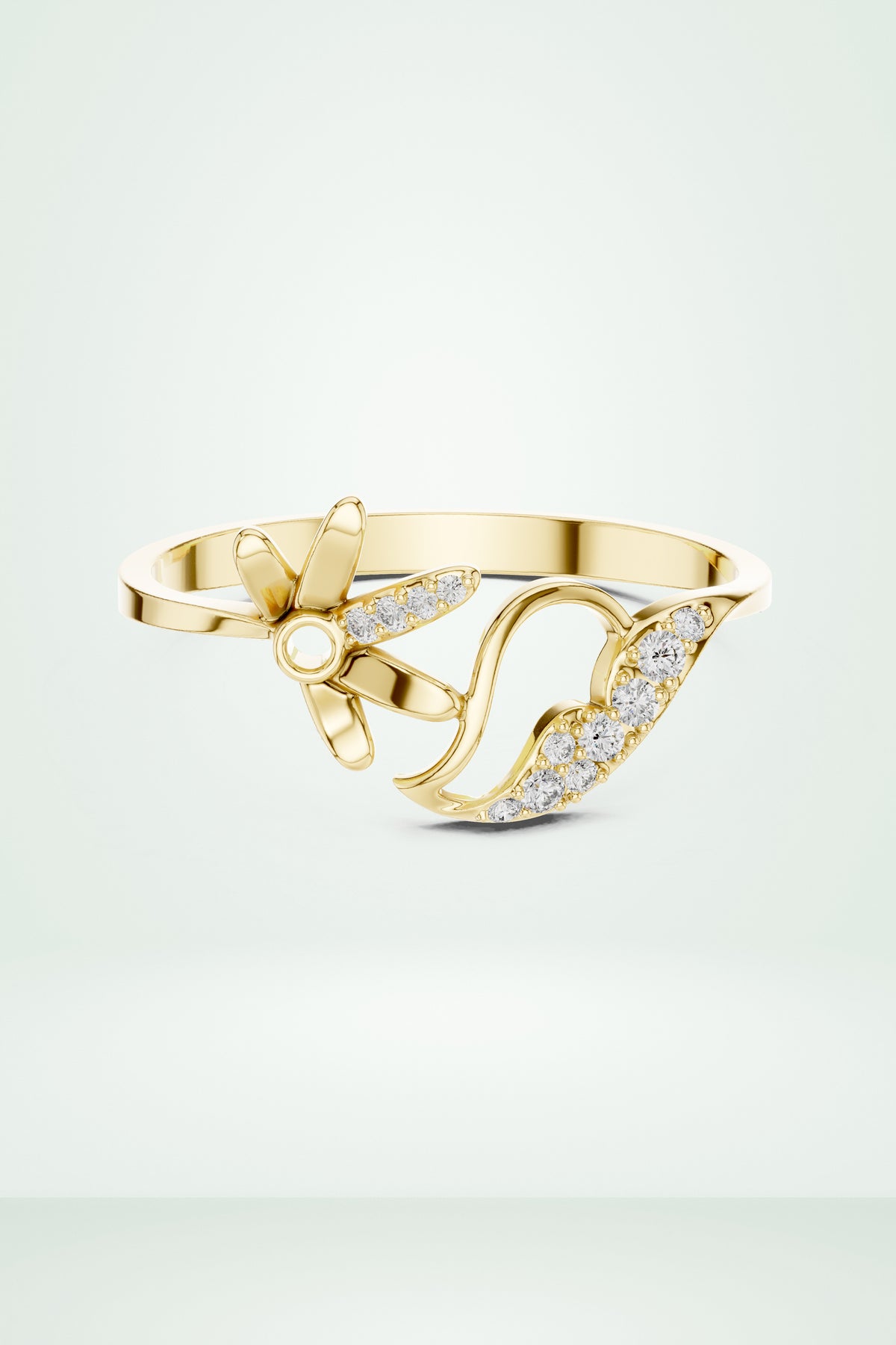 Floral Leaf Diamond Harmony Ring