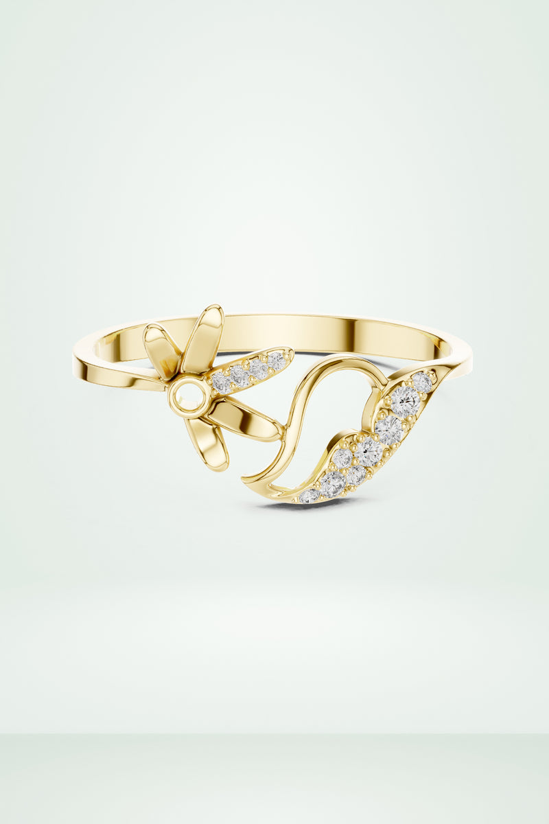 Floral Leaf Diamond Harmony Ring