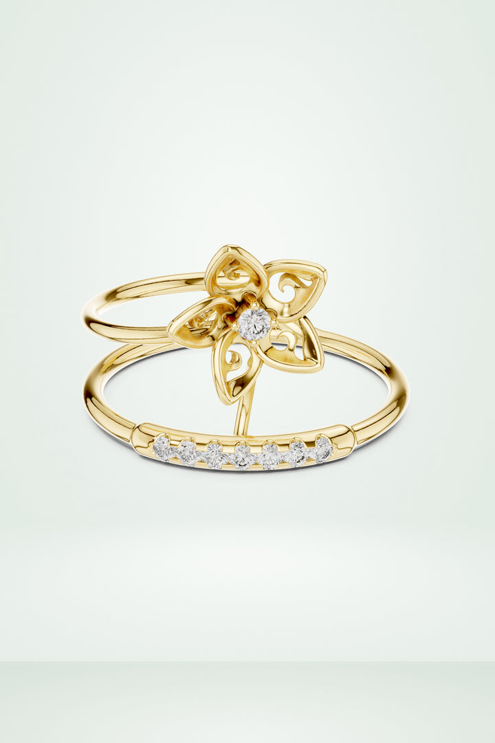Twinned Flower Sparkle Ring