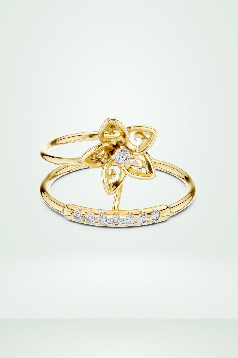 Twinned Flower Sparkle Ring