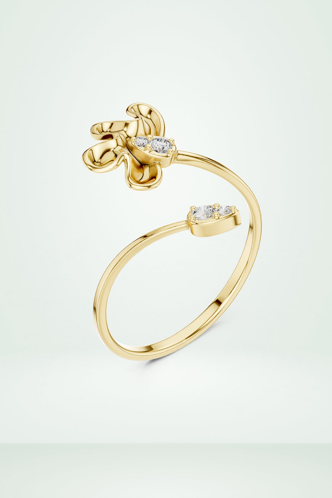 Delicate Petal Design Diamond Ring