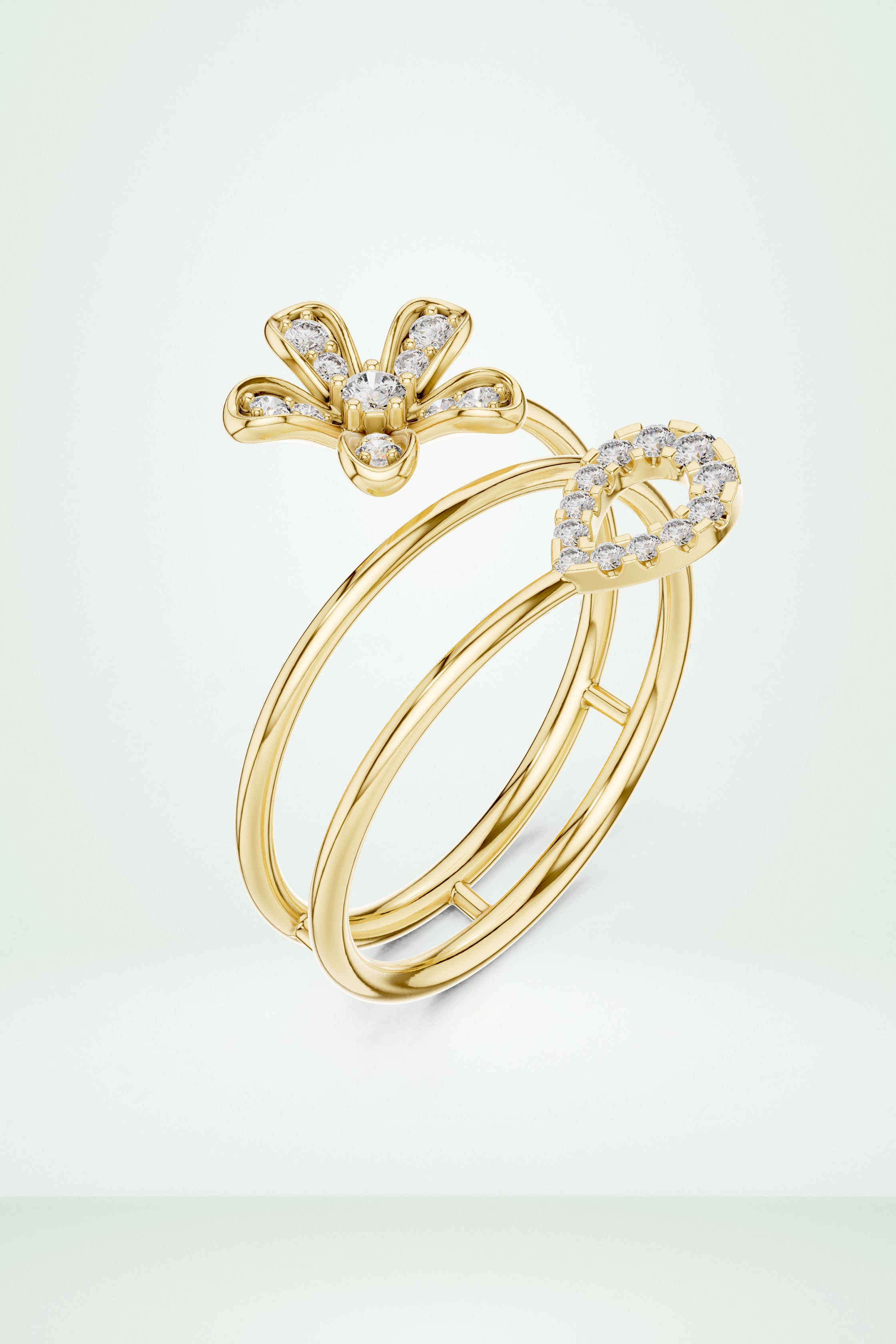 Double Band Floral Diamond Ring