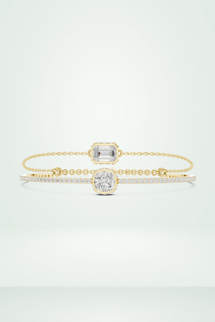 Layered Diamond Duo Bracelet Set