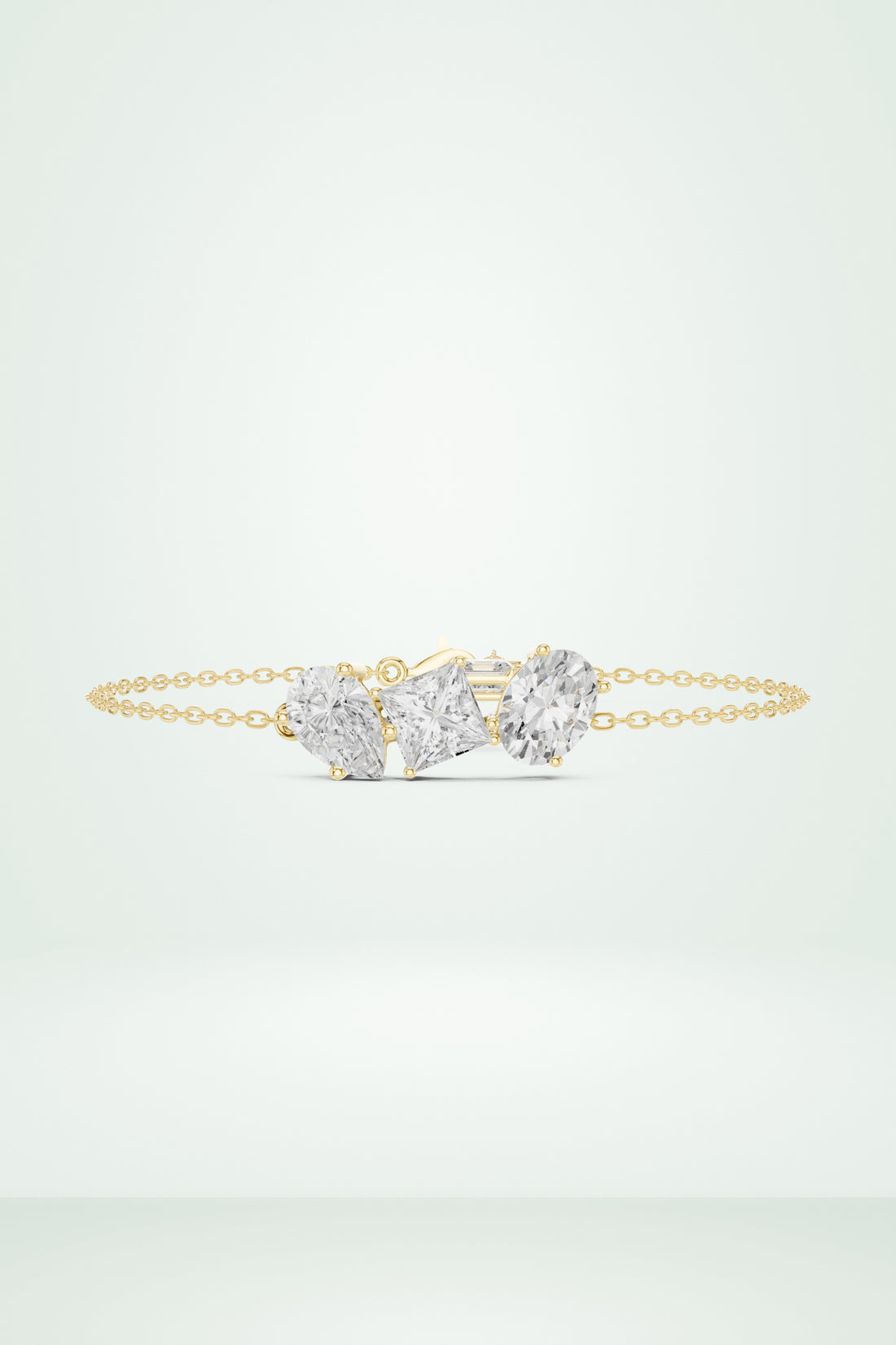 Three-Stone Diamond Chain Bracelet