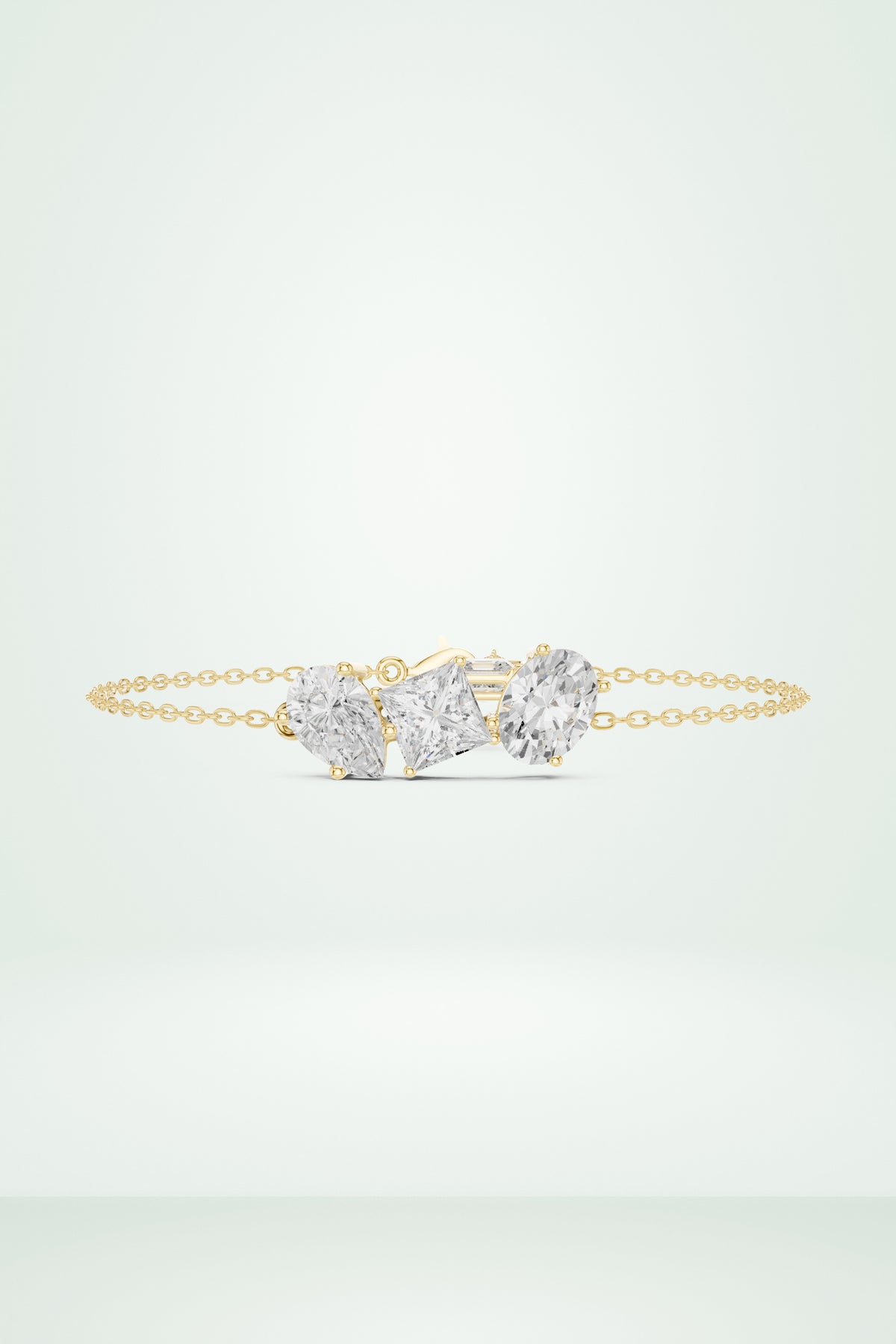 Three-Stone Diamond Chain Bracelet