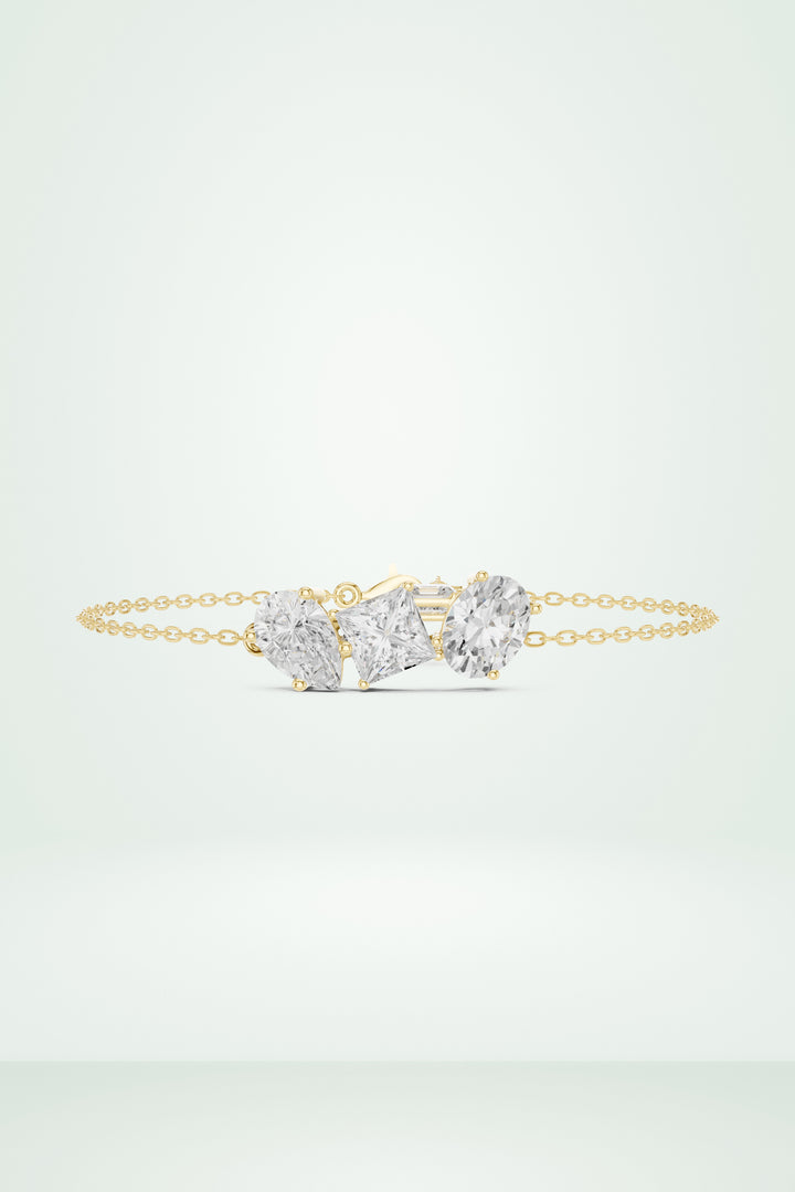 Three-Stone Diamond Chain Bracelet