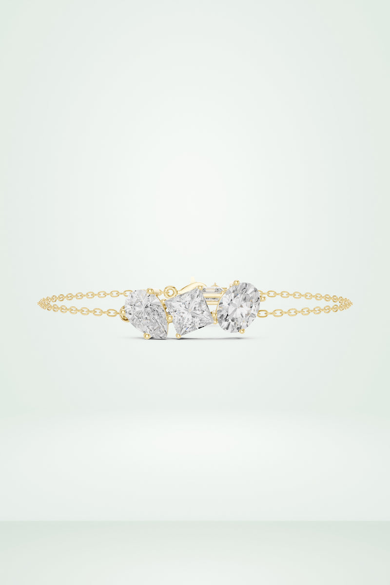 Three-Stone Diamond Chain Bracelet