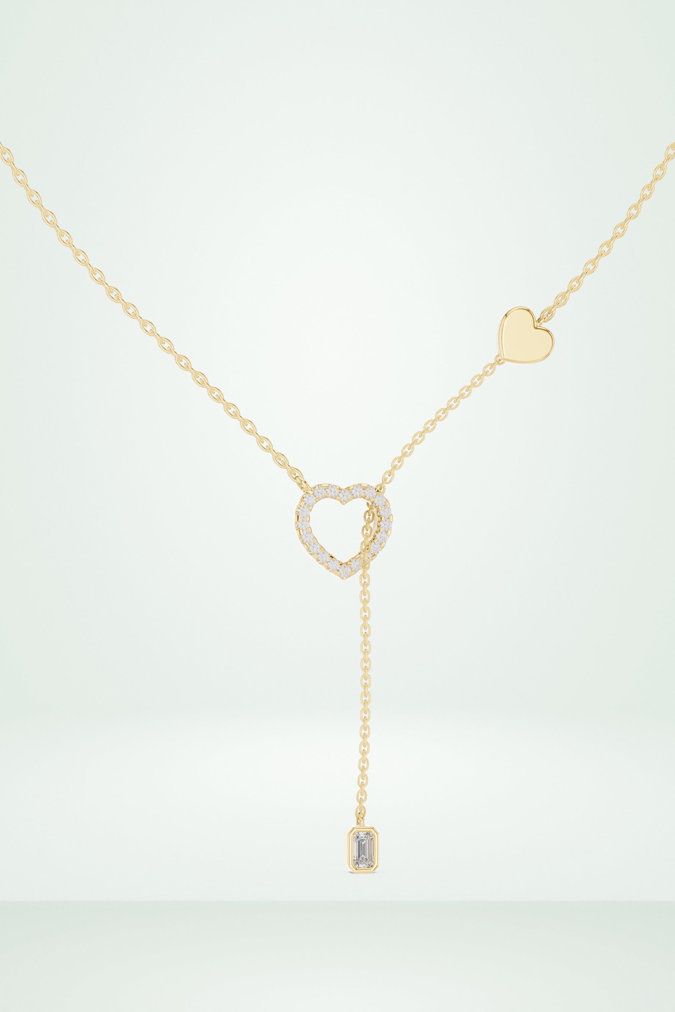 Pave Diamond Halo Open Heart Necklace