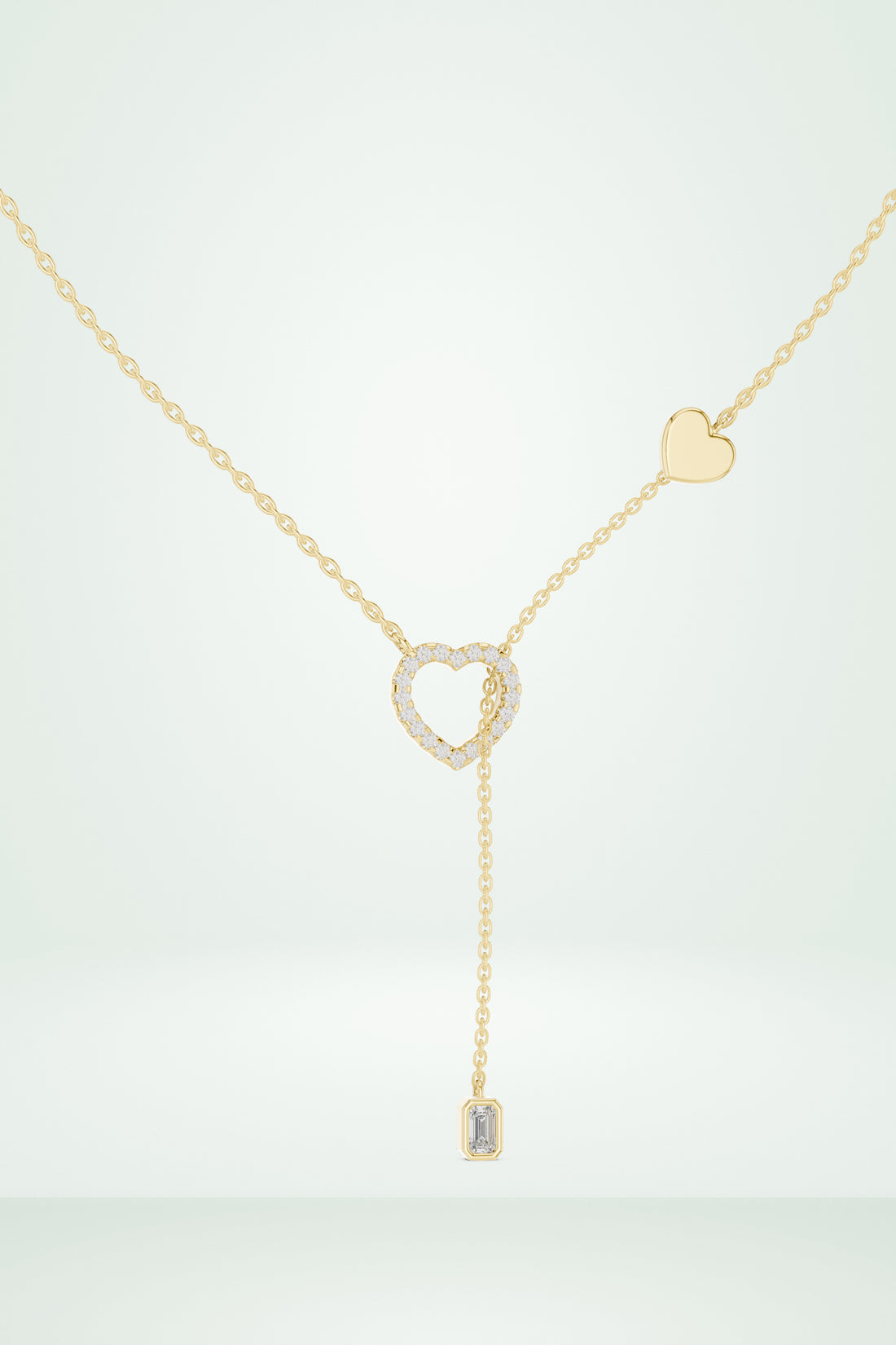 Pave Diamond Halo Open Heart Necklace