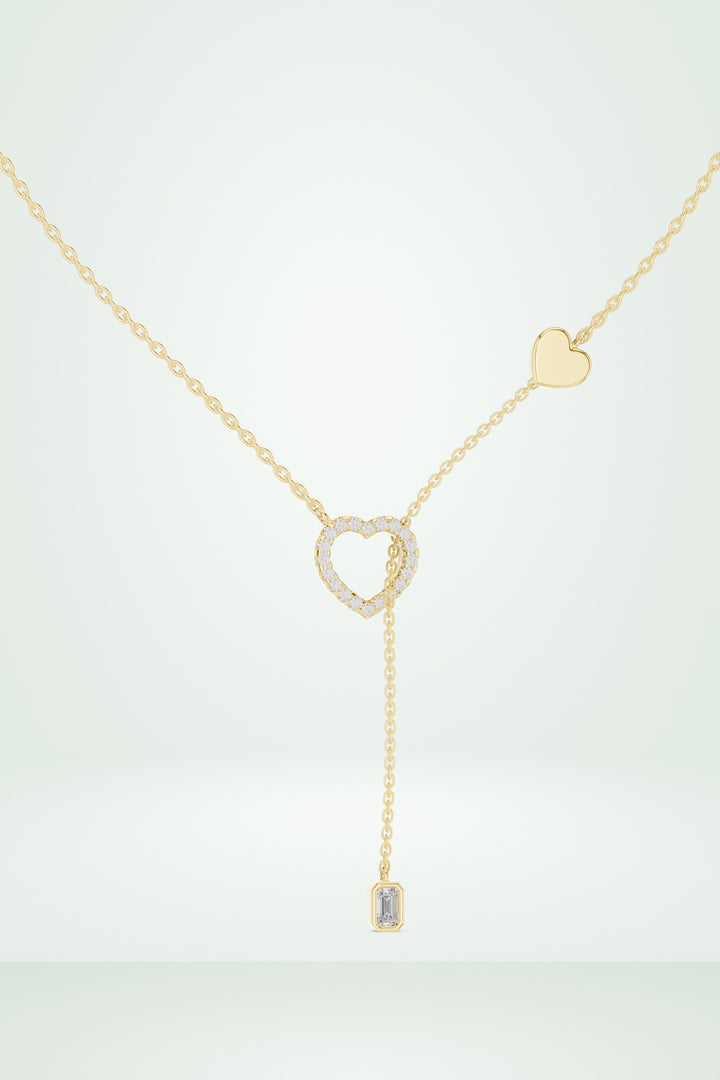 Pave Diamond Halo Open Heart Necklace