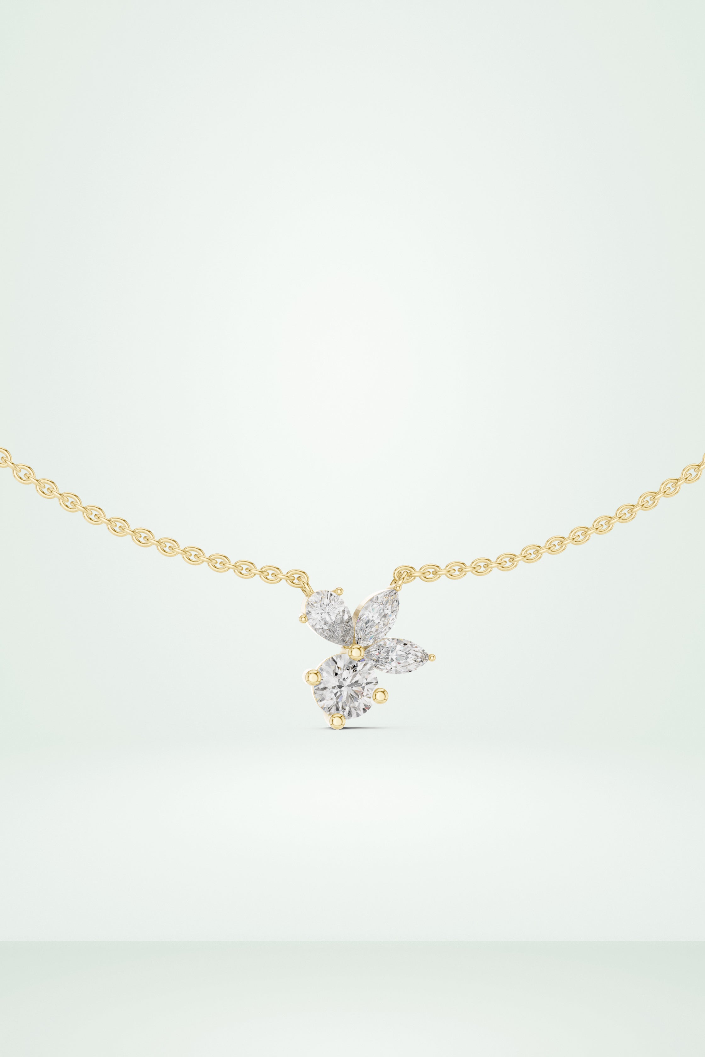 Petal Cluster Dainty Diamond Necklace