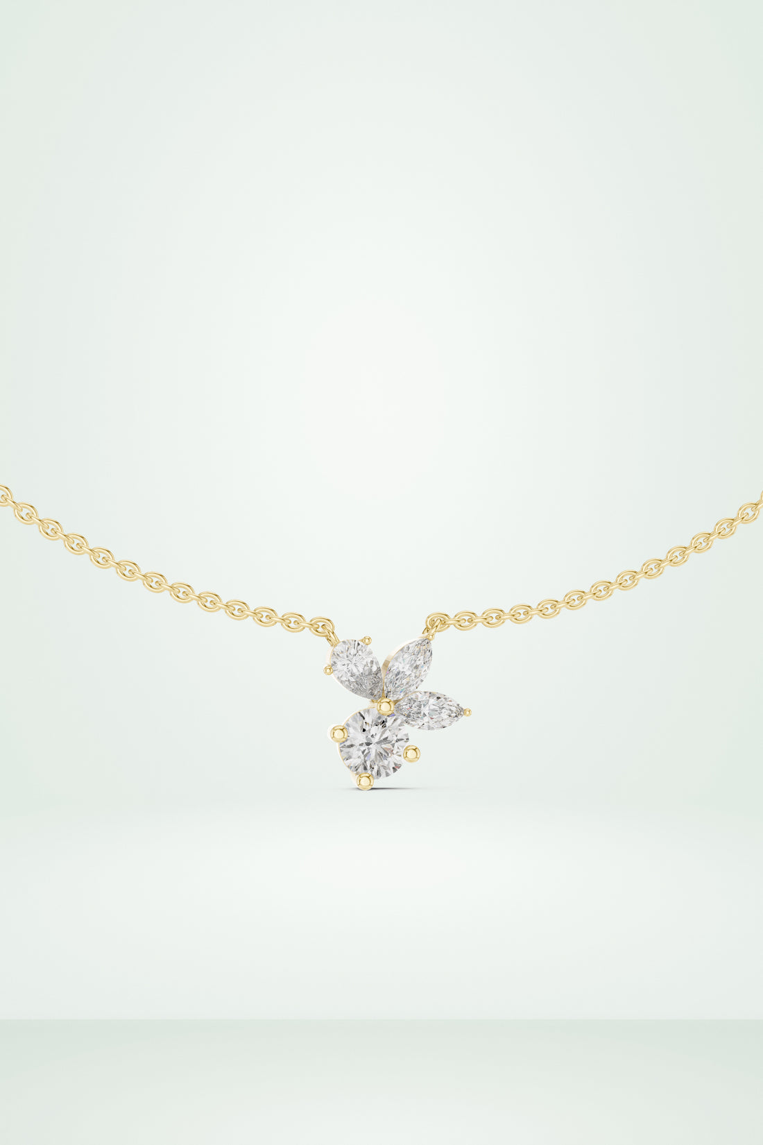 Petal Cluster Dainty Diamond Necklace
