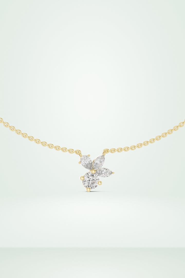 Petal Cluster Dainty Diamond Necklace