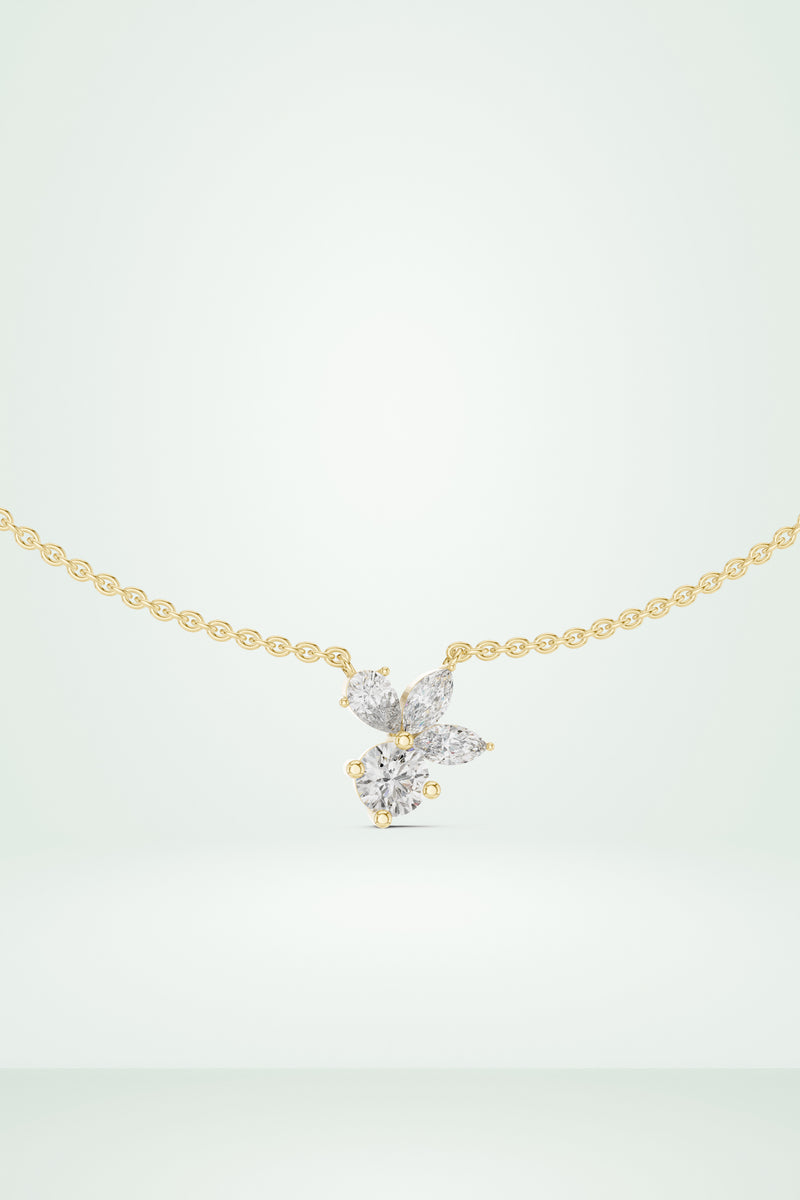 Petal Cluster Dainty Diamond Necklace