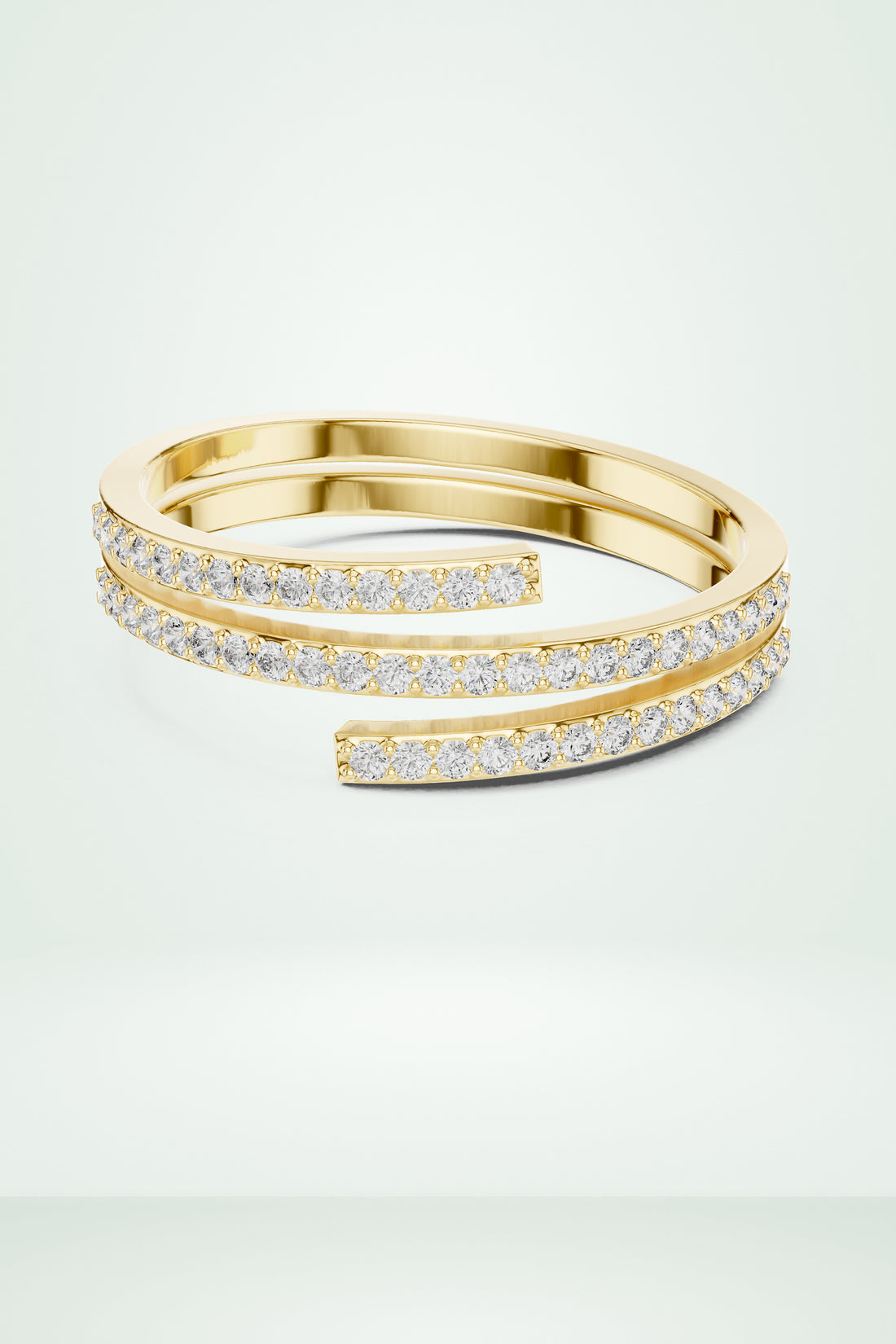 Double-Row Pave Diamond Wrap Ring