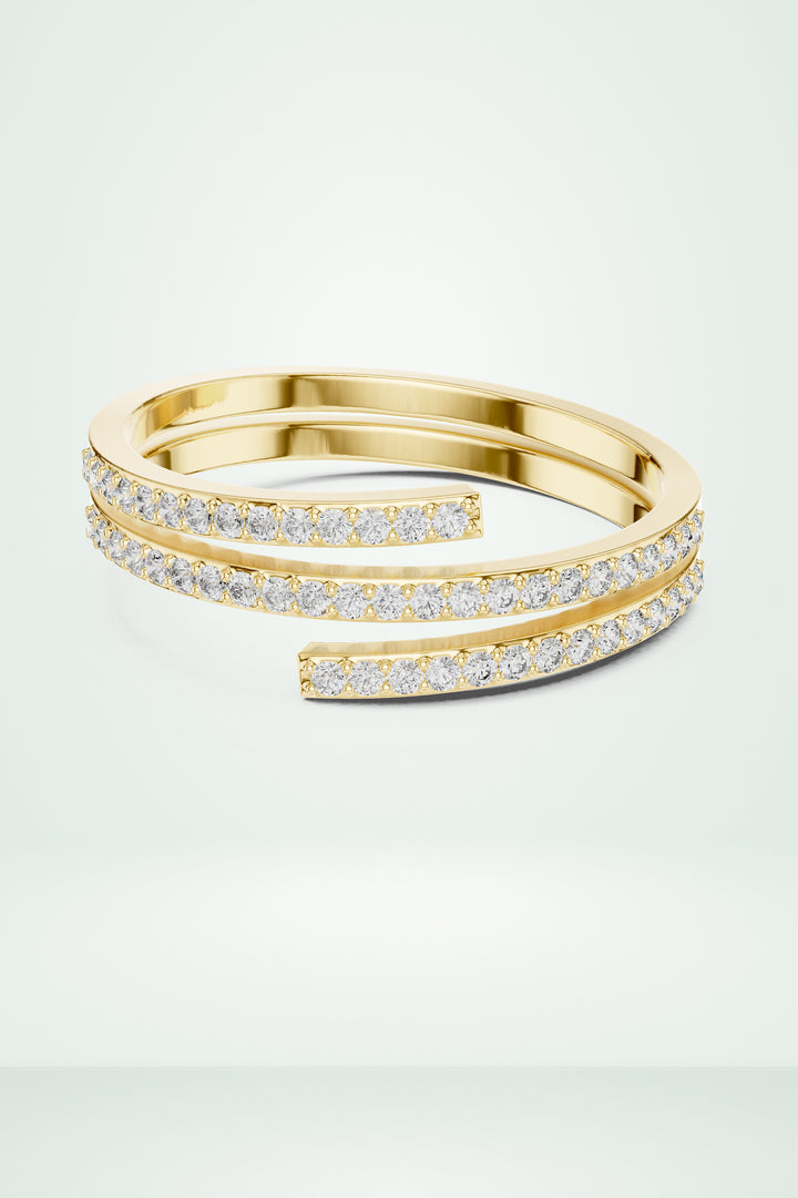 Double-Row Pave Diamond Wrap Ring
