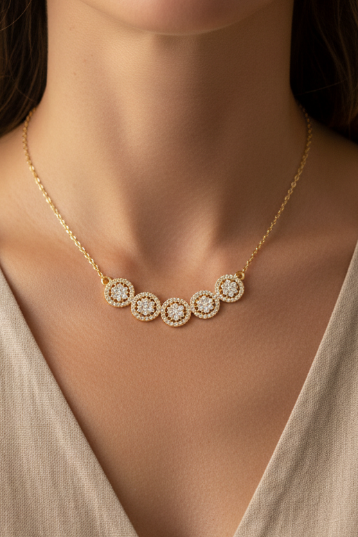 Multi Round Cluster Diamond Necklace