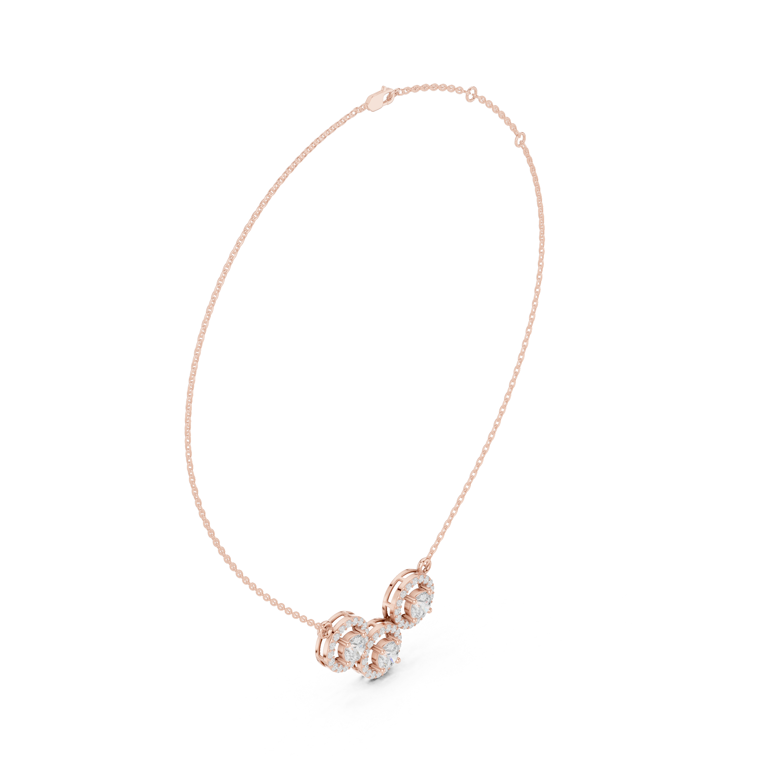 Shop halo diamond pendant side view