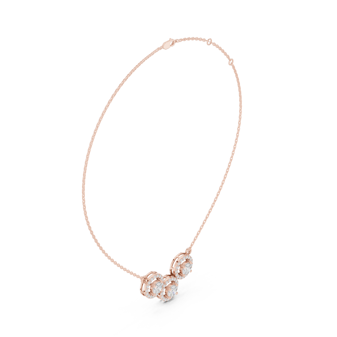Shop halo diamond pendant side view