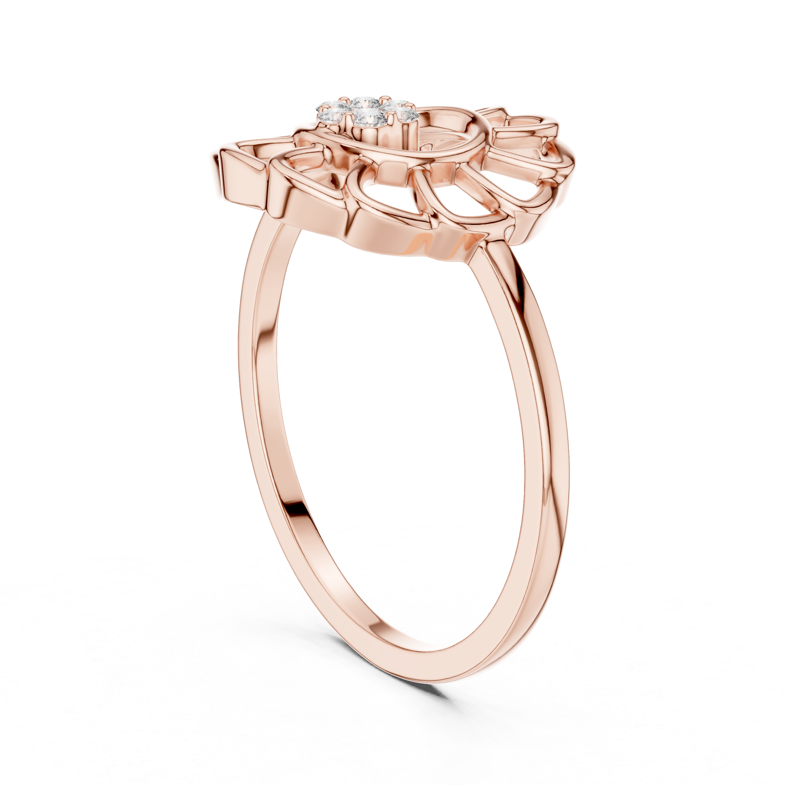 Diamond Floral Openwork Ring