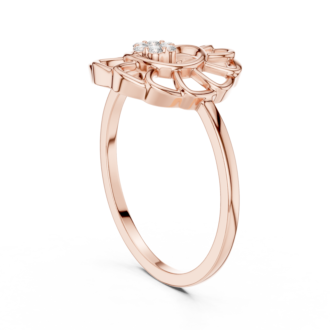 Diamond Floral Openwork Ring