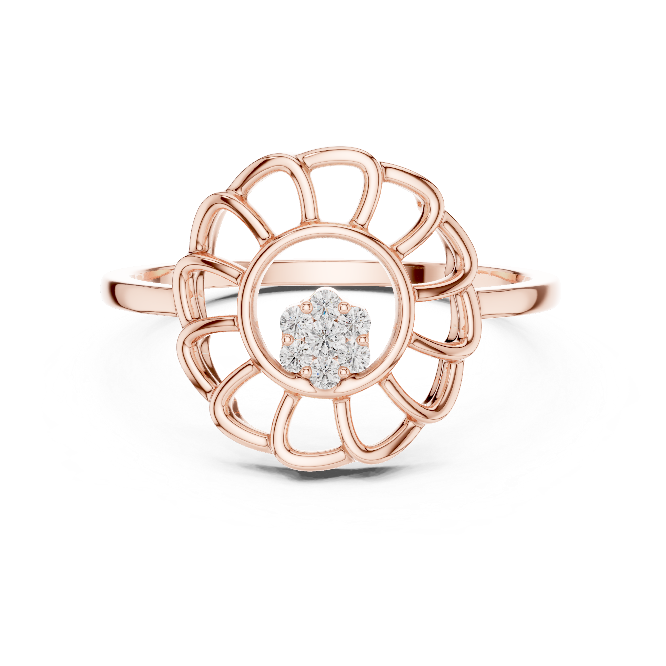 Diamond Floral Openwork Ring