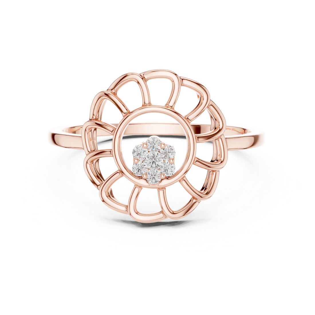 Diamond Floral Openwork Ring