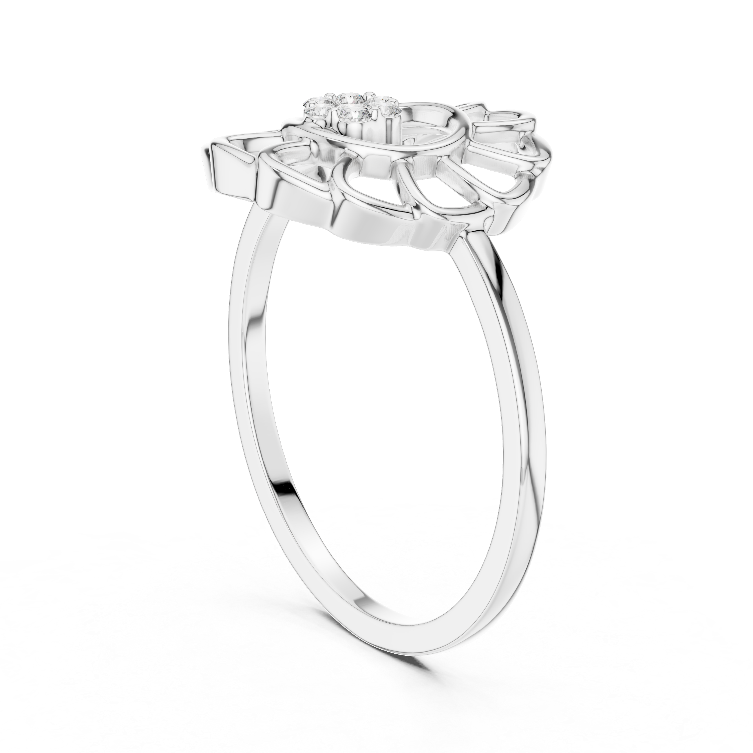 Diamond Floral Openwork Ring