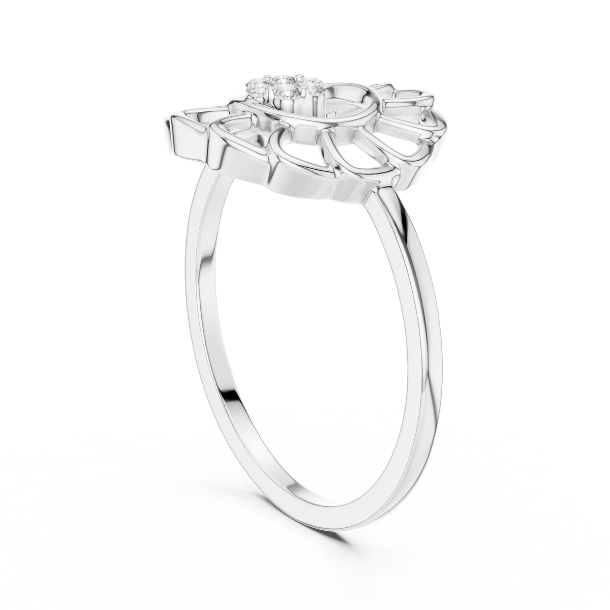 Diamond Floral Openwork Ring