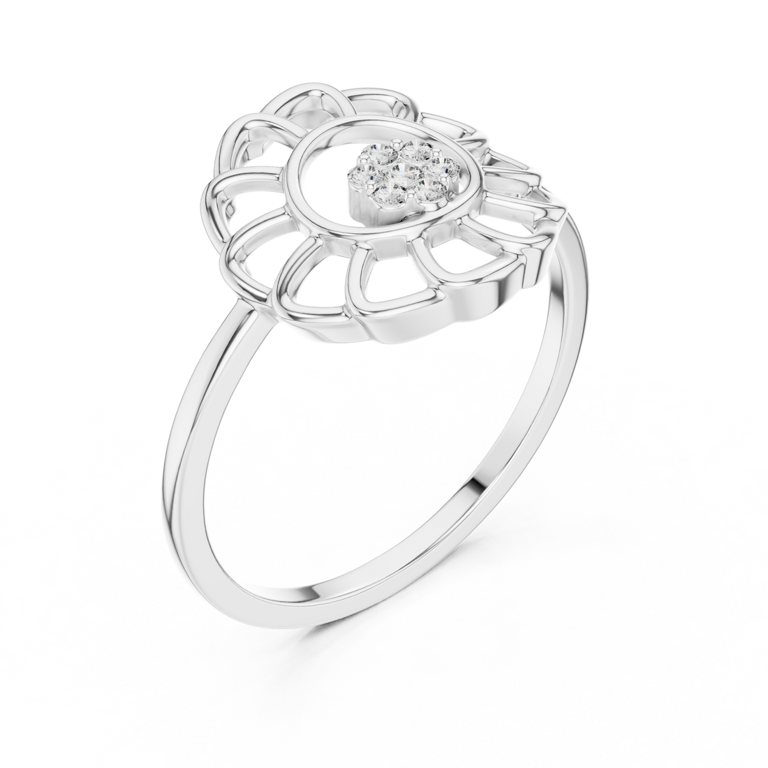 Diamond Floral Openwork Ring