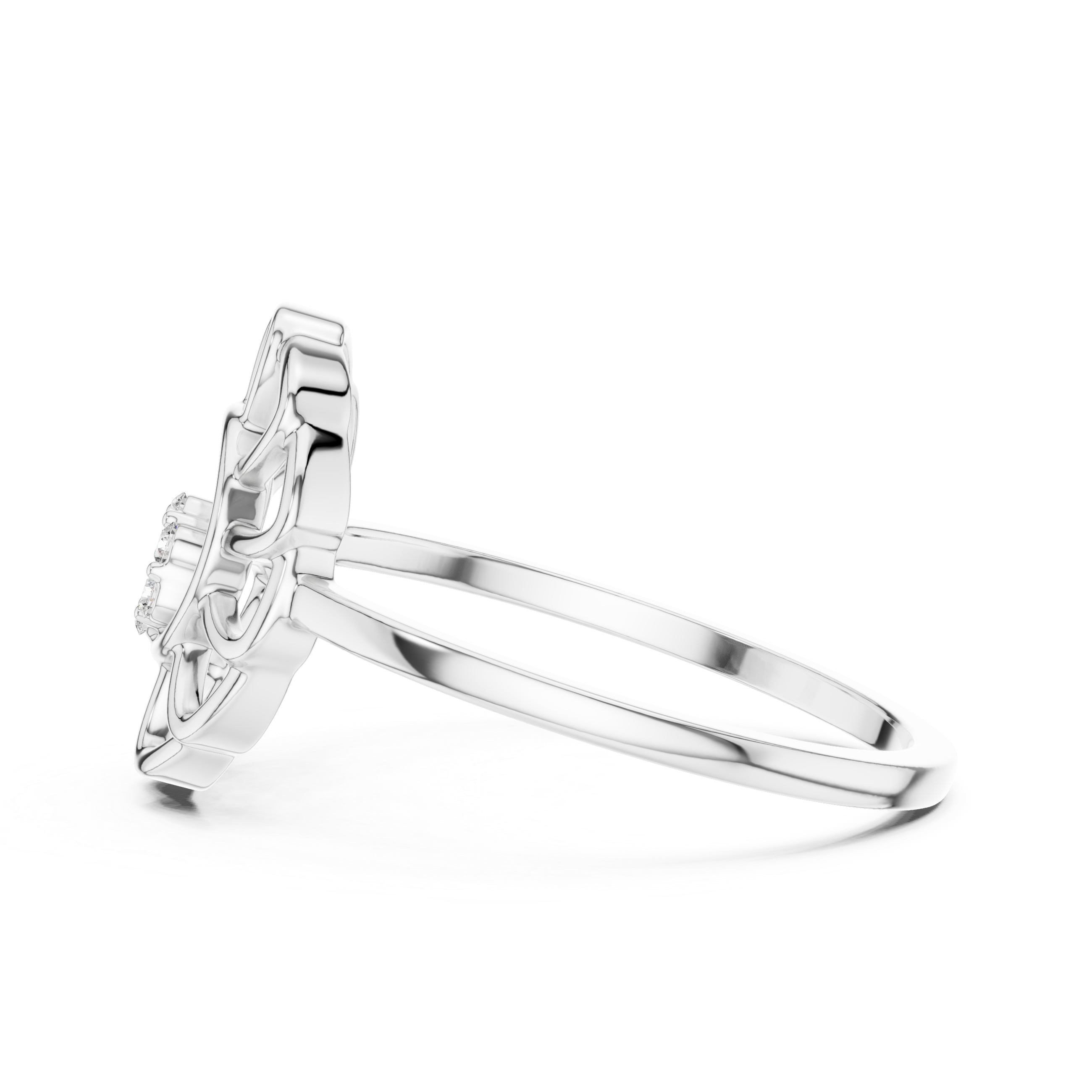 Diamond Floral Openwork Ring