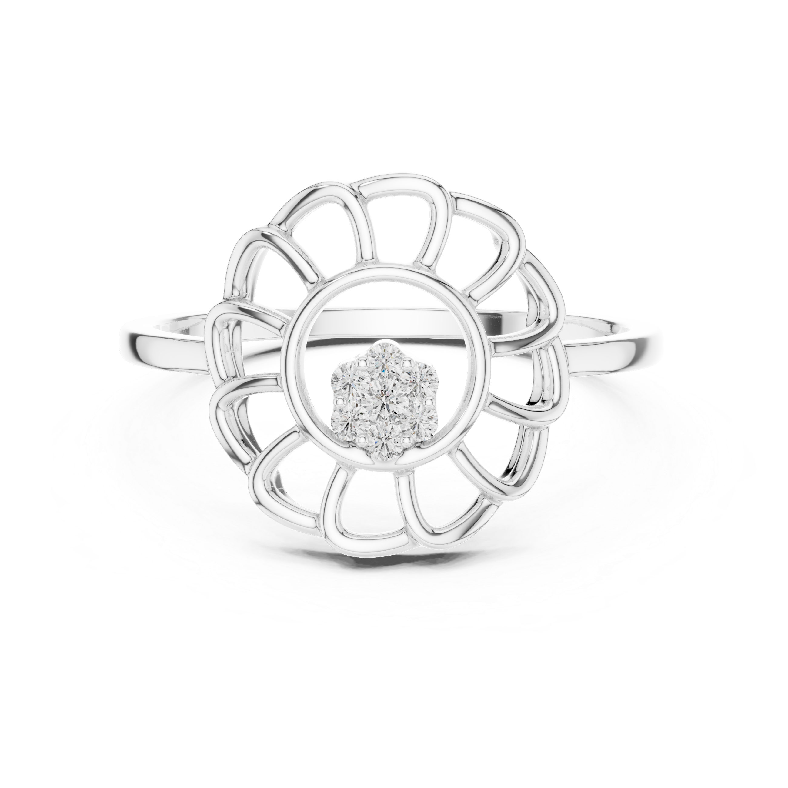 Diamond Floral Openwork Ring