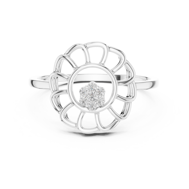 Diamond Floral Openwork Ring