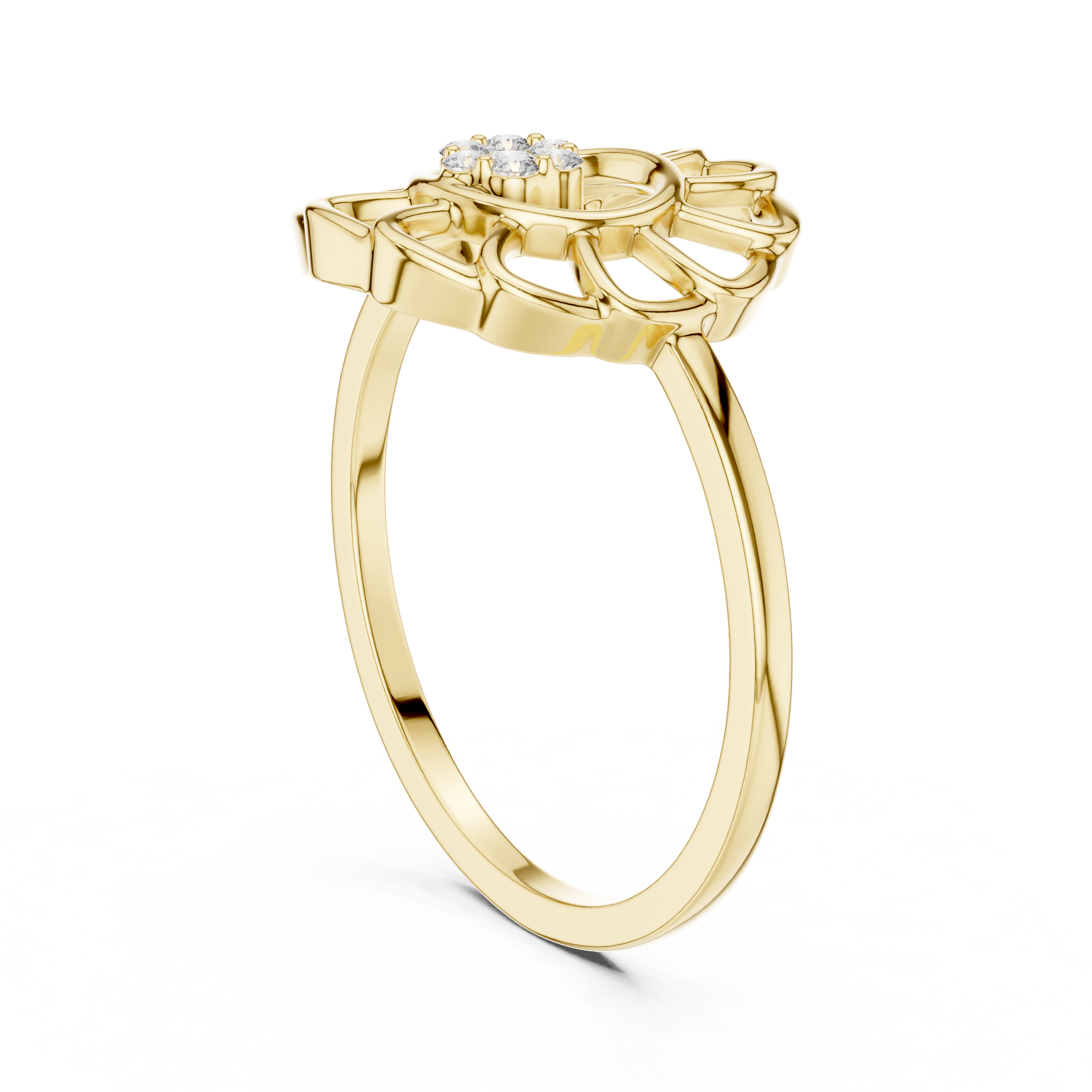 Diamond Floral Openwork Ring